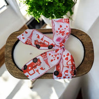 Valentine's Day Wooden Dough Bowl  Candle