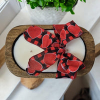 Valentine's Day Wooden Dough Bowl  Candle