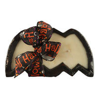 Halloween Bat Wooden Dough Bowl Candle