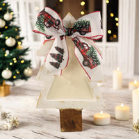 Christmas Tree Wooden Dough Bowl with Decorative Bow