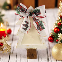 Christmas Tree Wooden Dough Bowl with Decorative Bow