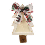 Christmas Tree Wooden Dough Bowl with Decorative Bow