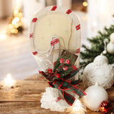 Candy Cane Wooden Dough Bowl with Decorative Bow