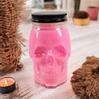 Hot Pink Coffee Scented Skull Candle