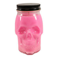 Hot Pink Coffee Scented Skull Candle