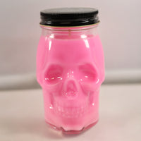 Hot Pink Coffee Scented Skull Candle