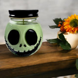 XL Green Jack Skull Hand Painted Candle