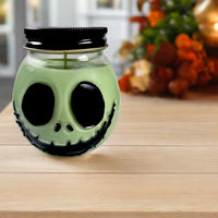 XL Green Jack Skull Hand Painted Candle