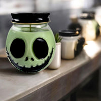 XL Green Jack Skull Hand Painted Candle