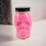 Hot Pink Coffee Scented Skull Candle