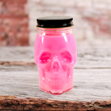 Hot Pink Coffee Scented Skull Candle