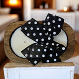 Wooden Dough Bowl Candle with Polka Dot Bow