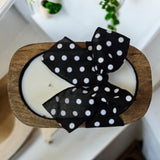 Wooden Dough Bowl Candle with Polka Dot Bow