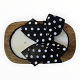 Wooden Dough Bowl Candle with Polka Dot Bow