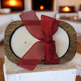 Wooden Dough Bowl  Candle with Solid Color Bow