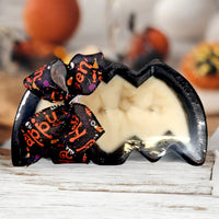 Halloween Bat Wooden Dough Bowl Candle