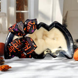 Halloween Bat Wooden Dough Bowl Candle