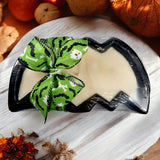 Halloween Bat Wooden Dough Bowl Candle