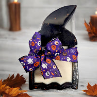 Halloween Black Witch Wooden Dough Bowl Candle