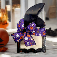 Halloween Black Witch Wooden Dough Bowl Candle