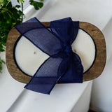 Wooden Dough Bowl  Candle with Solid Color Bow