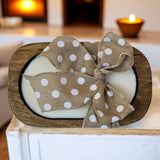 Wooden Dough Bowl Candle with Polka Dot Bow