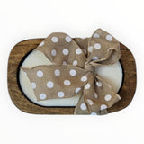 Wooden Dough Bowl Candle with Polka Dot Bow