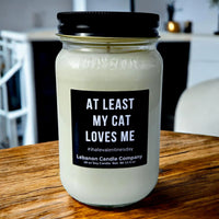 Funny Cat Loves Me Valentines Candle