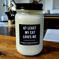 Funny Cat Loves Me Valentines Candle