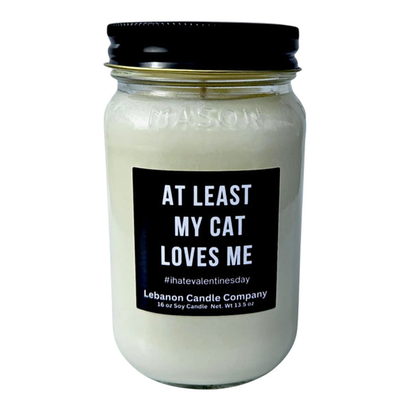 Funny Cat Loves Me Valentines Candle