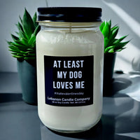 Funny Dog Loves Me Valentines Candle