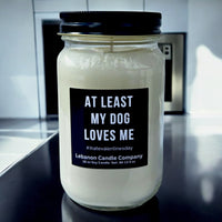 Funny Dog Loves Me Valentines Candle