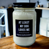 Funny Dog Loves Me Valentines Candle