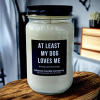 Funny Dog Loves Me Valentines Candle