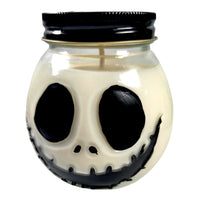 XL White Jack Skull Hand Painted Candle