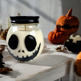 XL White Jack Skull Hand Painted Candle