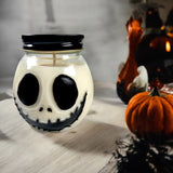 XL White Jack Skull Hand Painted Candle