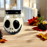 XL White Jack Skull Hand Painted Candle